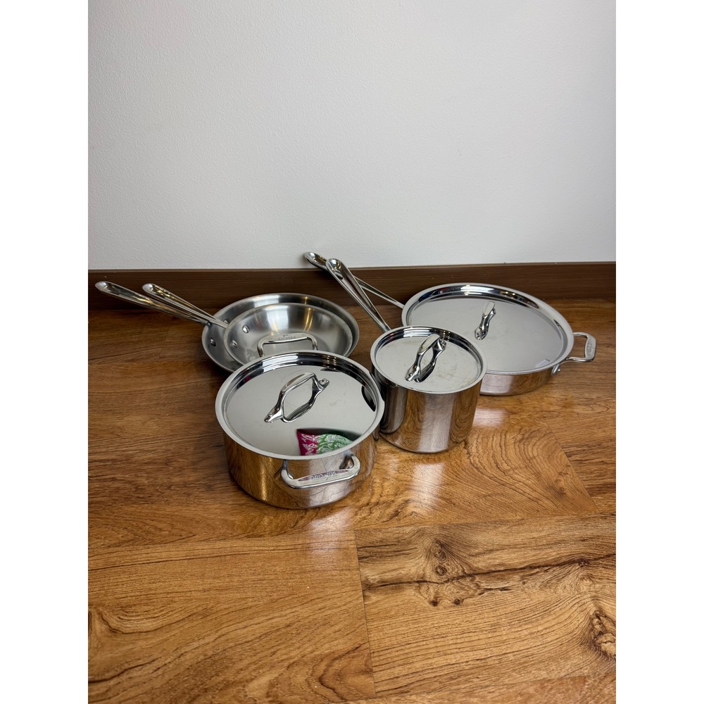 All-Clad Stainless Steel 8-Piece Cookware Set Made in USA 3Qt Pan Skillet